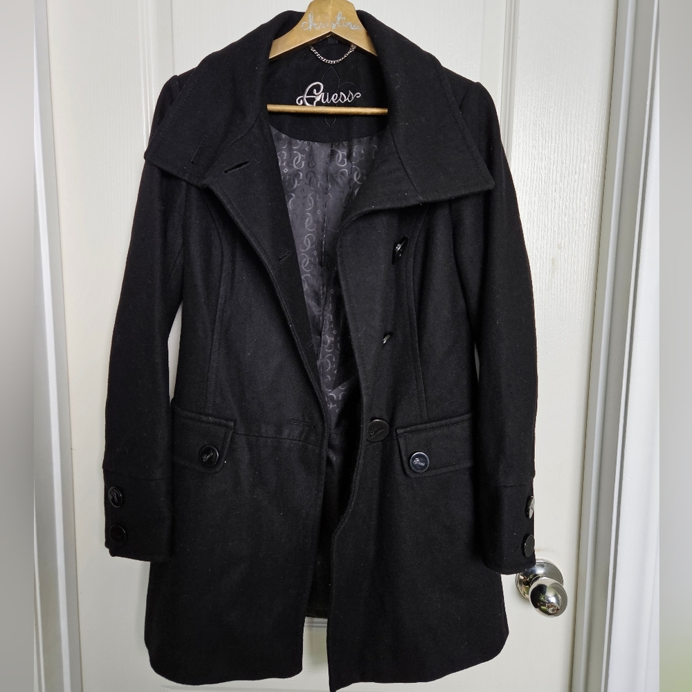 Guess Black Peacoat Jacket